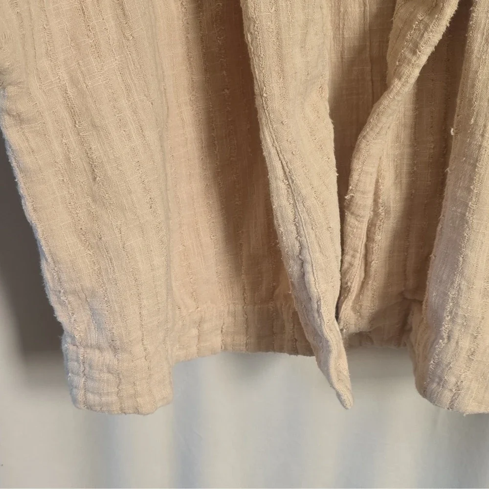 Free People Womens Beige Open Front Textured Collared Jacket Size SMALL